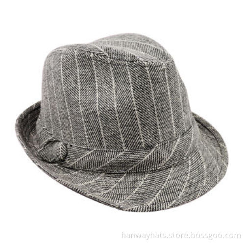 2012 New Style Men's Stripe Fedora/Trilby Hat with Self Band and Button Trim